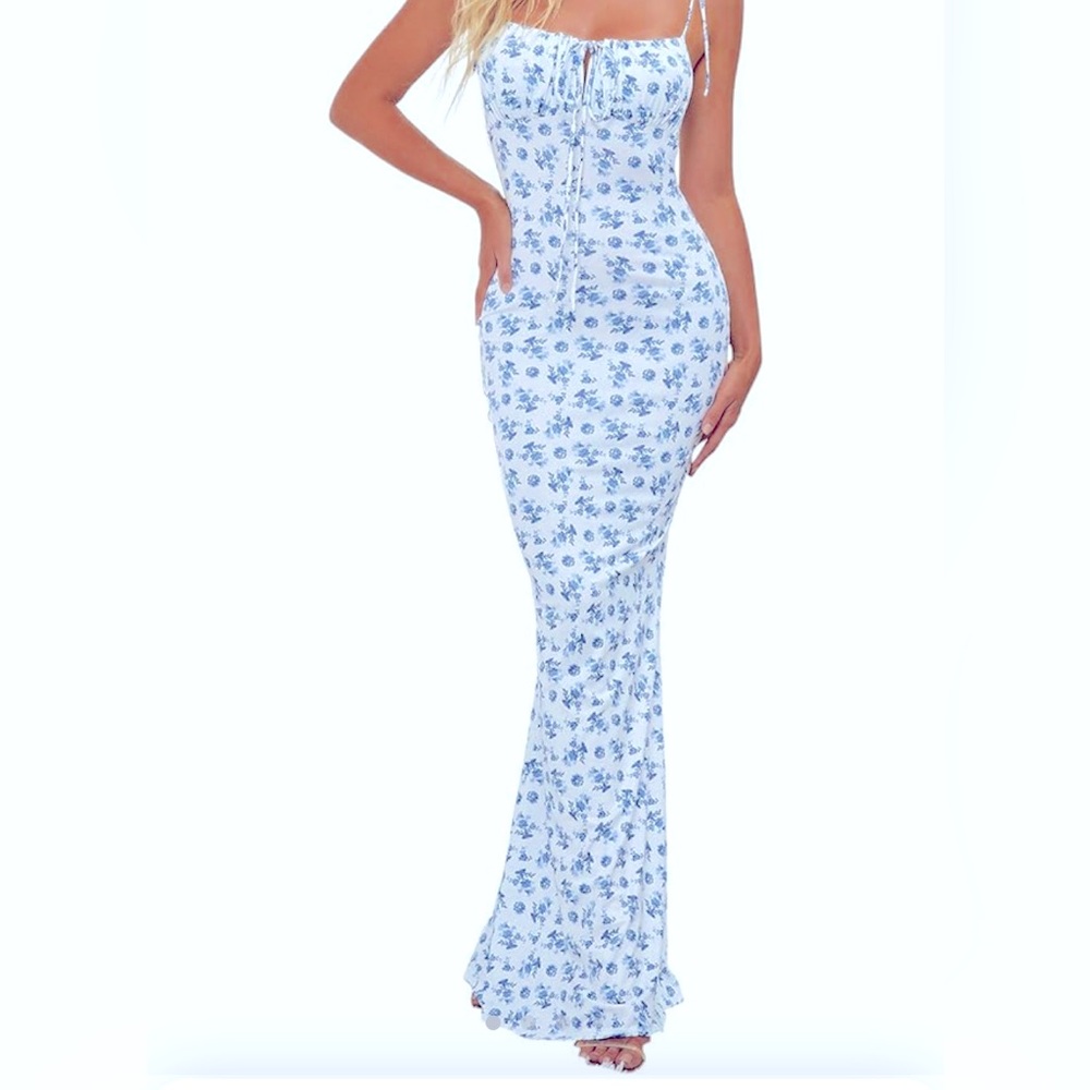 Women's Summer Floral Maxi Dress Spaghetti Strap Sleeveless Boho Long Dress